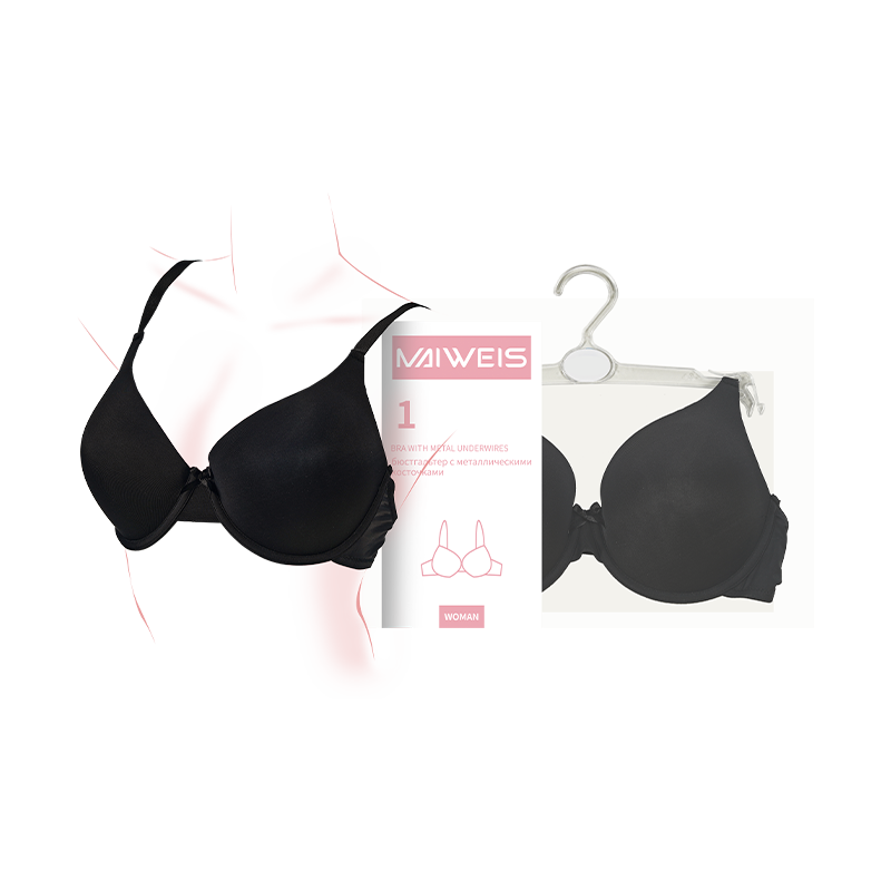 (Кол-во в коробке 12 шт) Meiweishi черный женский бюстгальтер на косточках 80DD/английская и русская версия