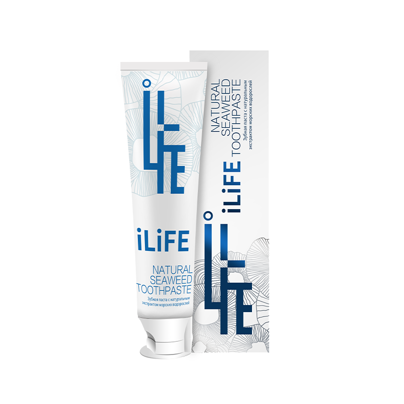 (Кол-во в коробке 60 шт) iLiFE natural seaweed toothpast/iLiFE Зубная паста на основе натуральных морских водорослей 120 гр