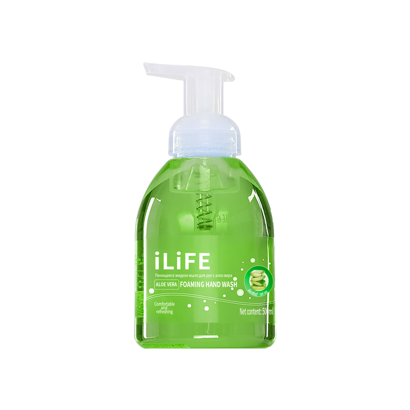 (Кол-во в коробке 20 шт) iLiFE Жидкое мыло-пенка для рук с алоэ вера 500 мл
