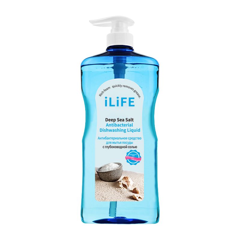 (Кол-во в коробке 12 шт) ILiFE Антибактериальное мыло для мытья посуды с глубоководной морской солью, 1,25 кг